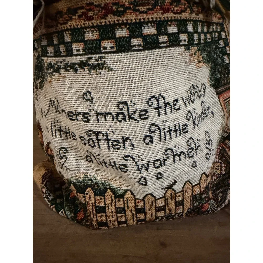 Joy Marie Mothers Make The World Softer Woven Tapestry Throw Blanket Fringe Edge